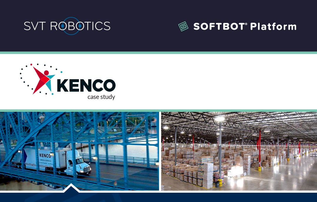 Kenco Logistics truck and warehouse with SVT Robotics automation.